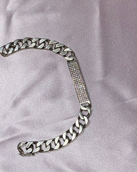 Bracelet Gourmette Pavée en Argent